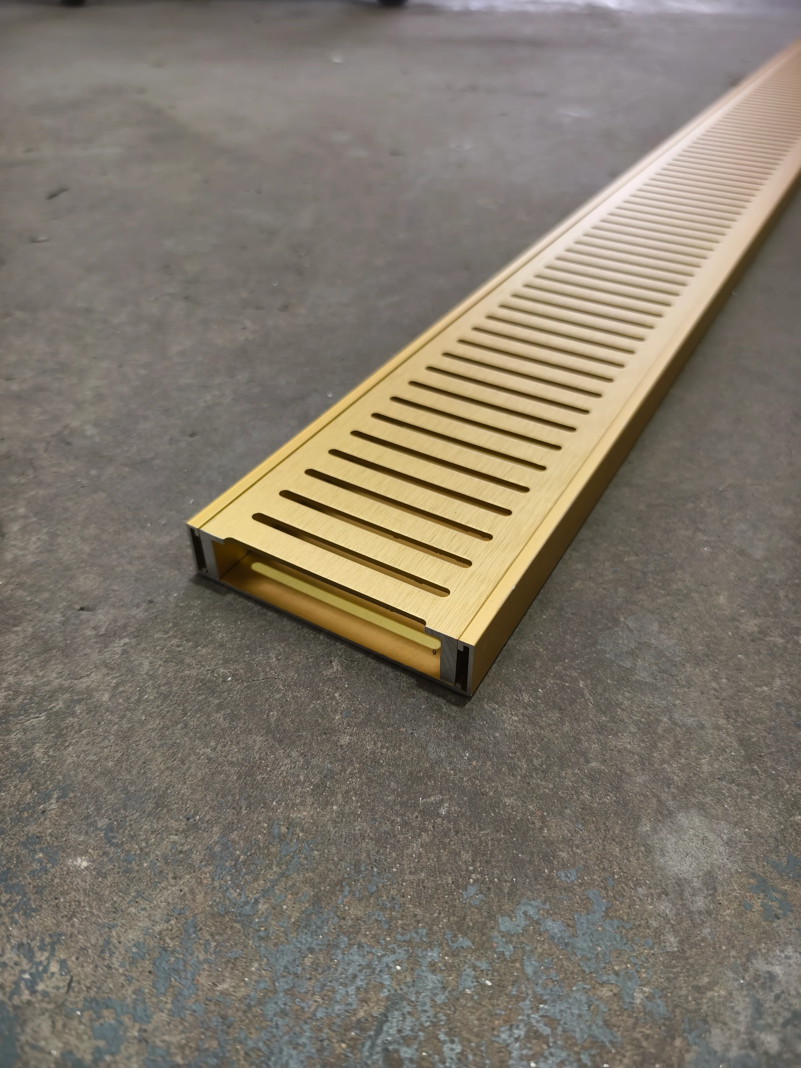 Brushed Brass Slotted DIY Aluminium Grate Kit - Image 3